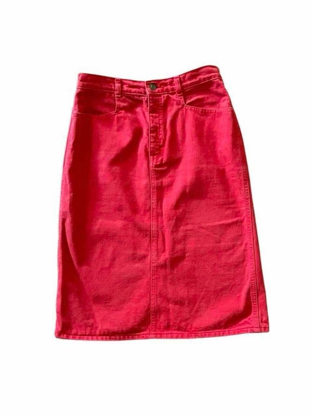 Vintage 90s Palmetto's Red Denim Pencil Skirt - Size 11